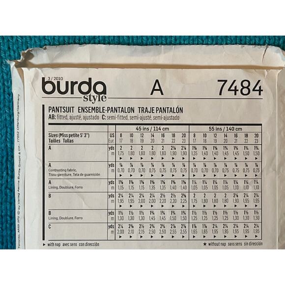 Burda 7484 sewing pattern womens suit blazer pants - Picture 3 of 5